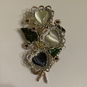 KC Vintage Silver Heart multicolored Floral women’s Brooch